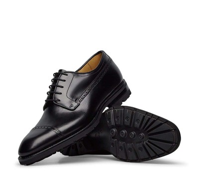 Pre-owned Fabi Flex Goodyear Derbies In Fine Calfskin In Nero