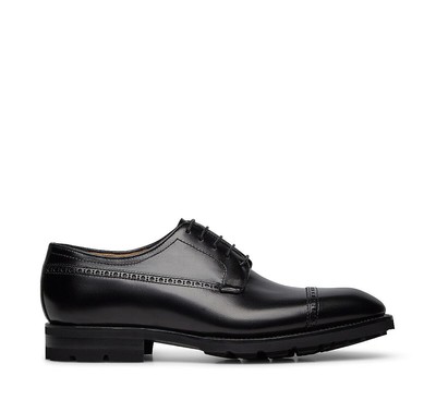 Pre-owned Fabi Flex Goodyear Derbies In Fine Calfskin In Nero