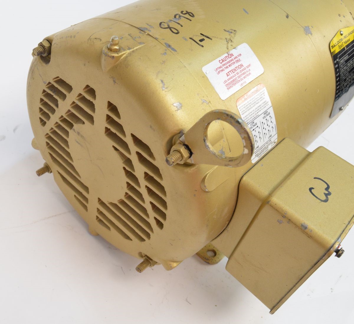 Baldor Reliance Super-E 10HP 3-Phase Motor 208-460VAC 1770-1470RPM Cont. Duty