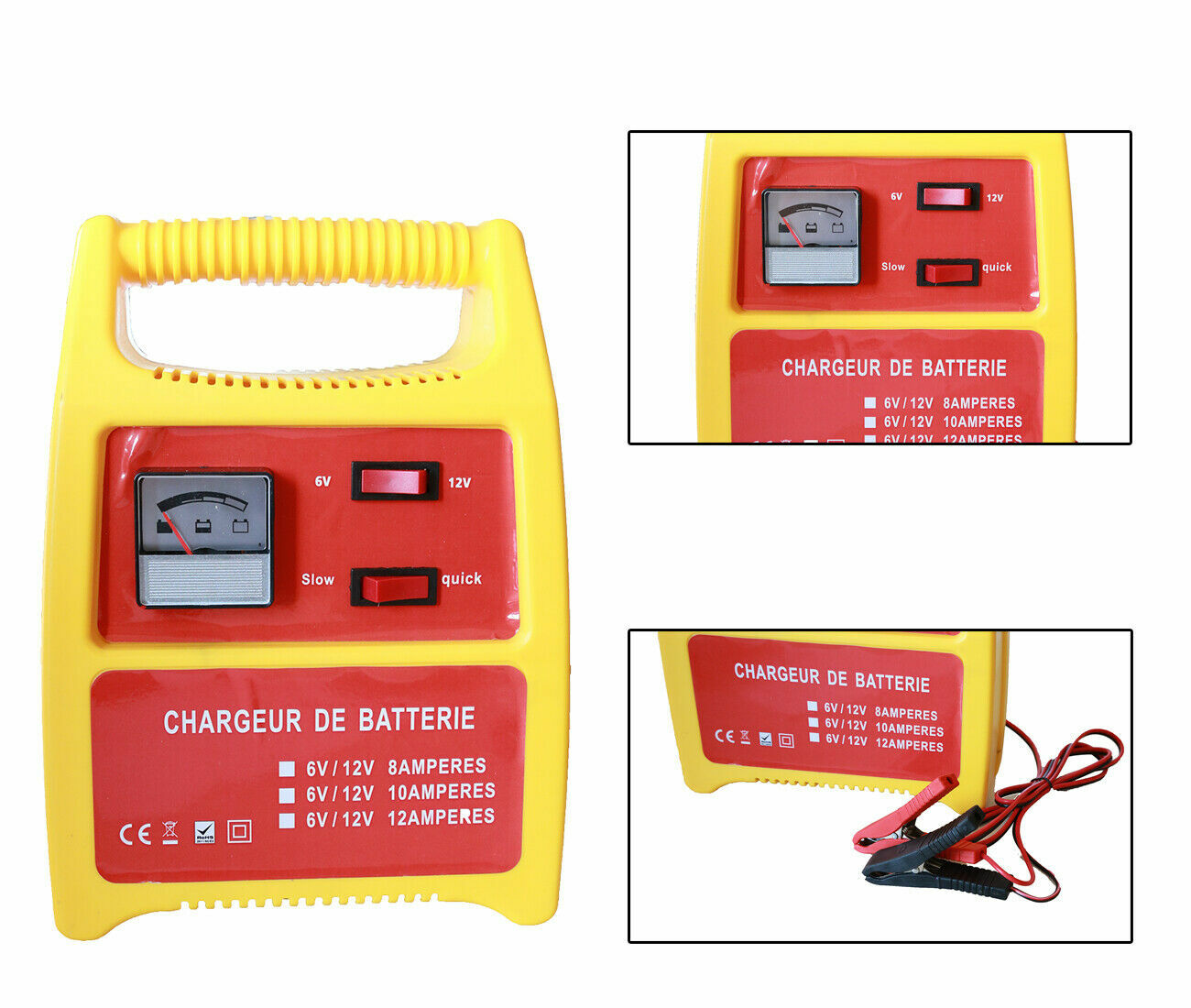 Caricabatterie Auto Moto 6 12v 6a Con Pinze Per Auto E Moto Fy-707 cir