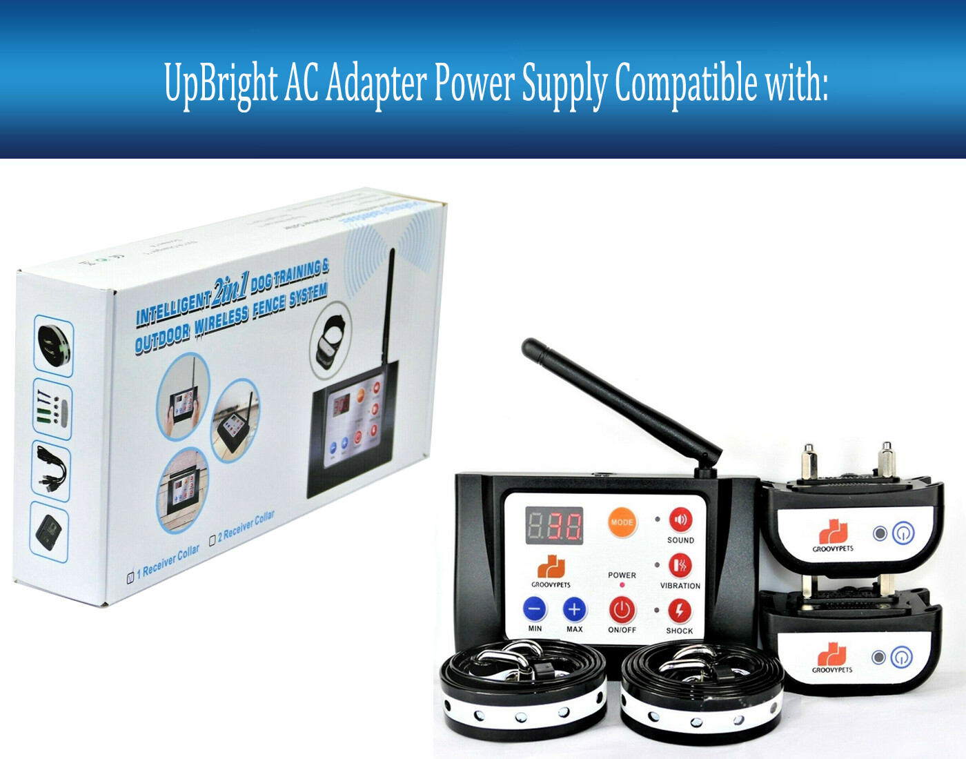 Adapter Charging for Groovypets F300 Remote Dog Training Collar Wireless Fence