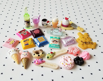 Dollhouse Miniature Food Candy Cake Coffee Mug Donut Kawaii Resin Charms 25pc