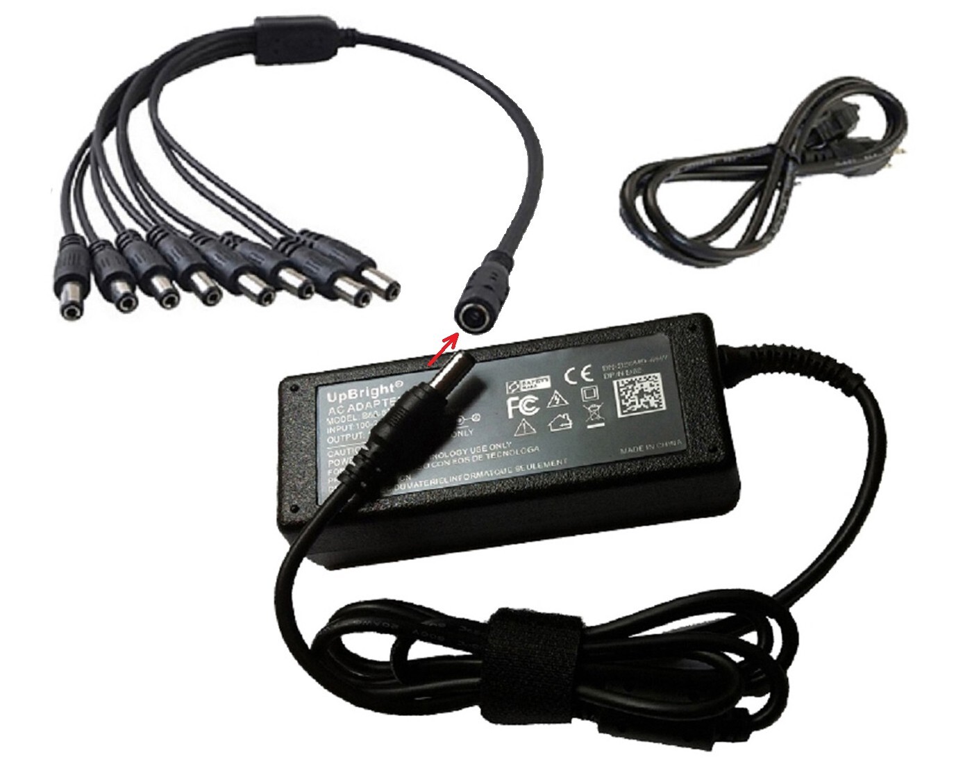8 to 1 Power Supply AC Adapter For Samsung Q-See 8CH Camera