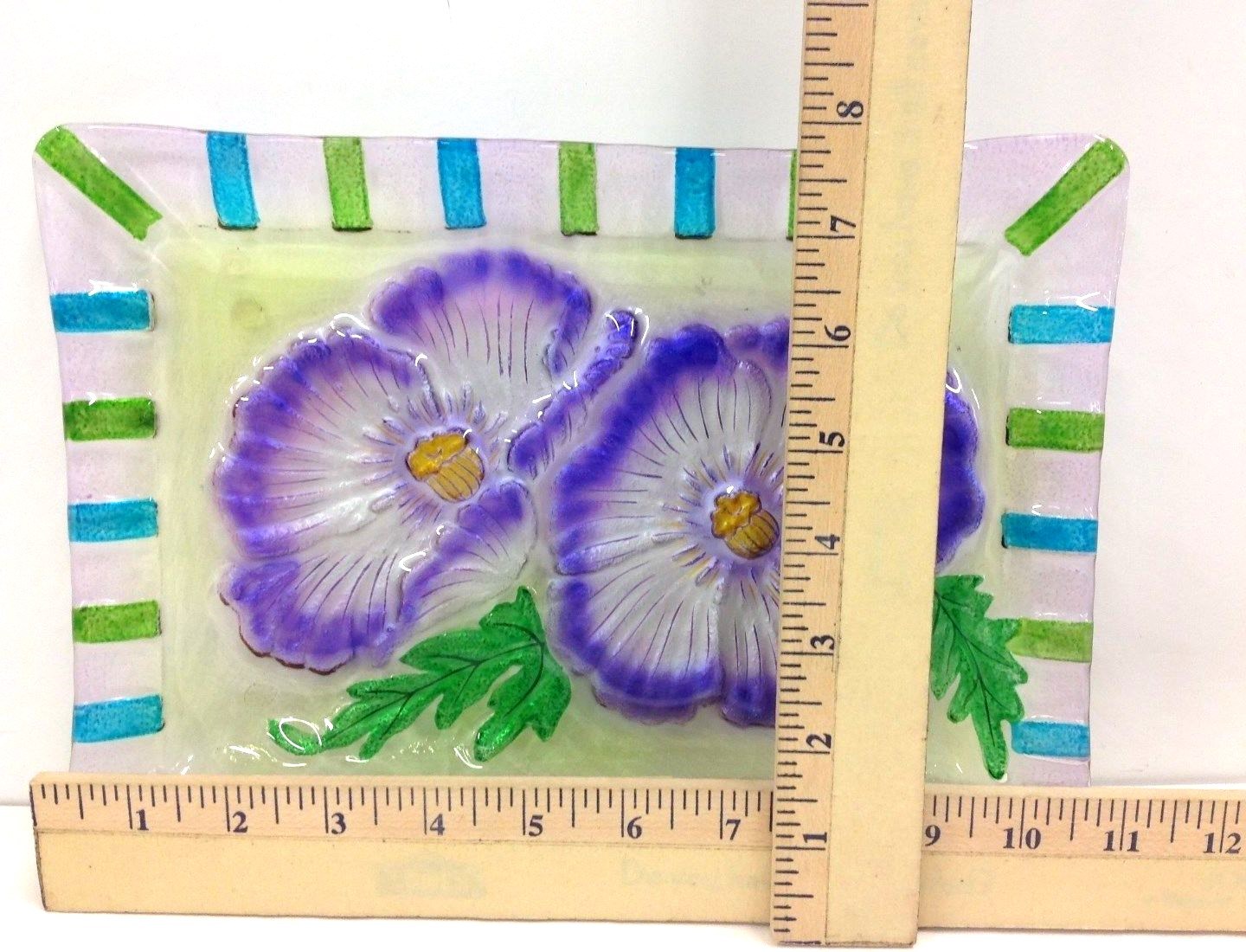 Decorative Rectangle Glass Pansy Plate. 8