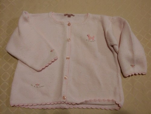 Kissy Kissy Pink Cotton Cardigan Sweater Poodle Sz 18-24 month Spring Easter