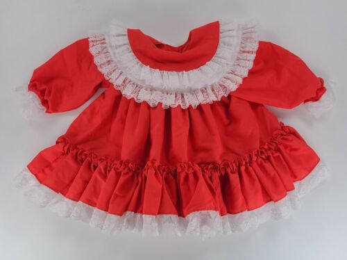 Vintage Red White Ruffle Lace Pageant Party Circle Dress Toddl...