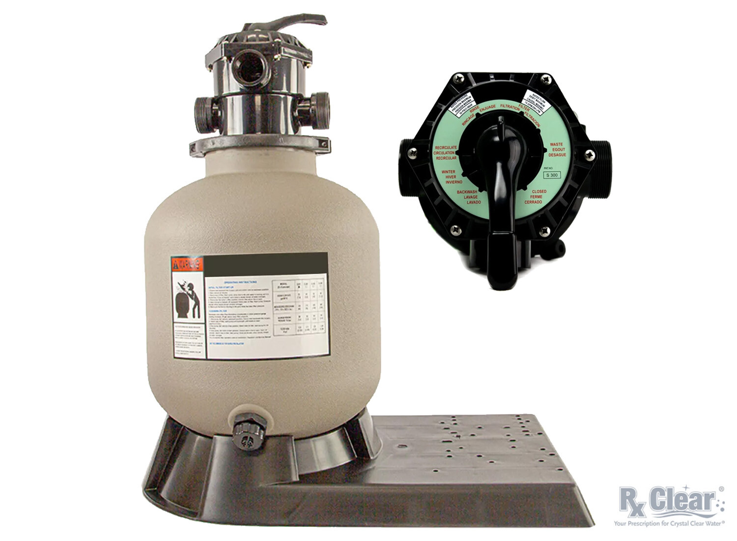 Rx Clear Above Ground Swimming Pool Sand Filter w/ Valve