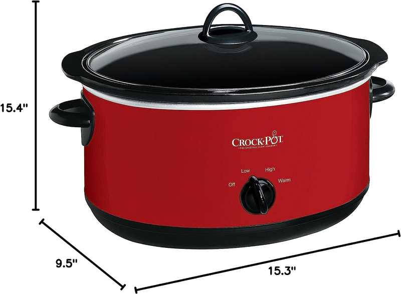 Large 8 Quart Express Crock Slow Cooker and Food Warmer, Red