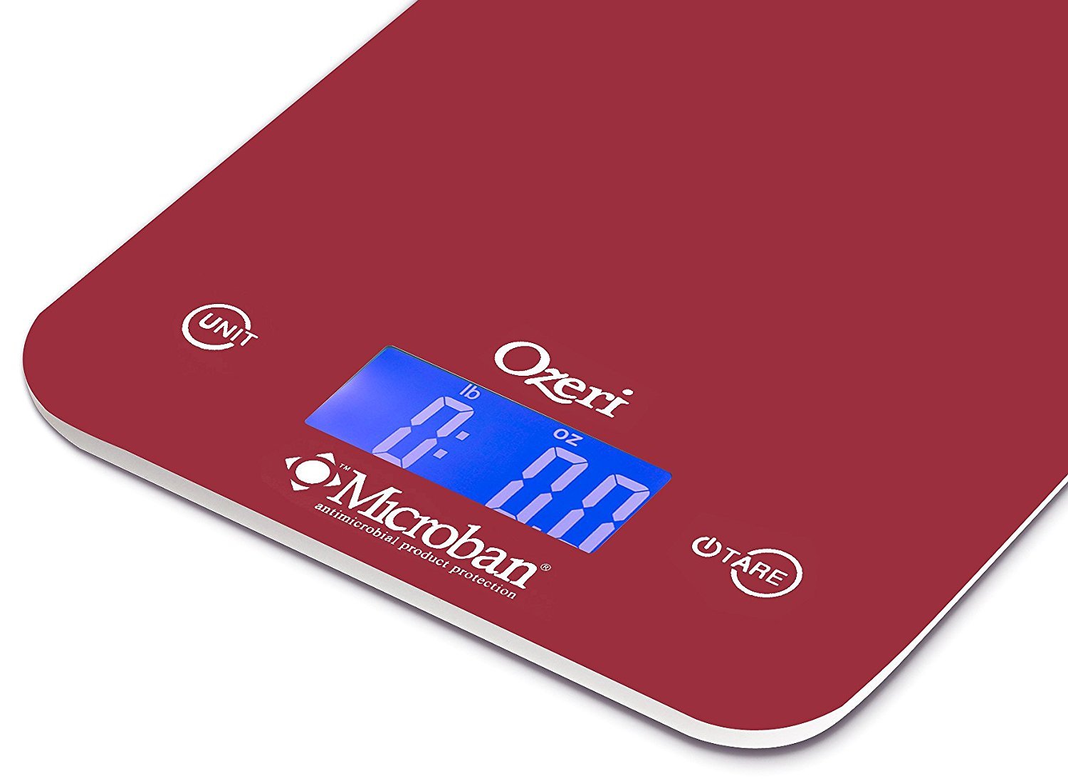 Digital Kitchen Scale Microban Antimicrobial Product Protection Red 18 lb