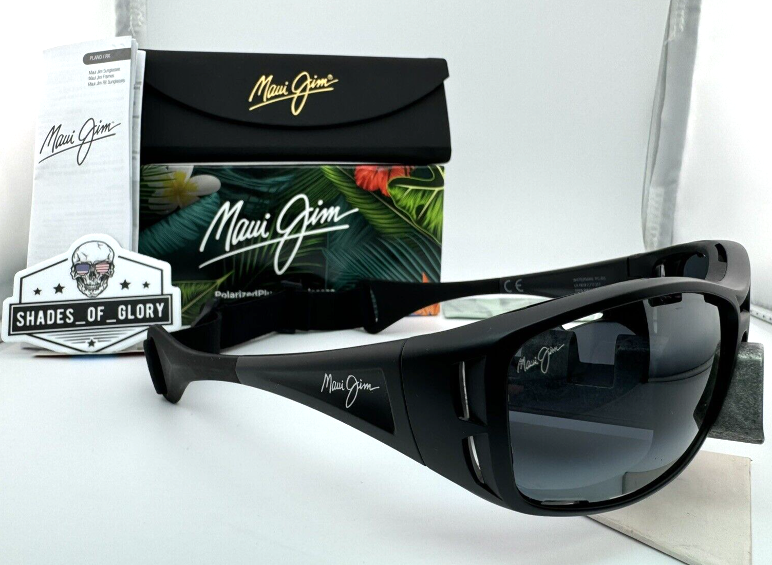 Pre-owned Maui Jim Waterman Mj 410-2m Matte Black W/ Neutral Grey Polarized Sunglasses