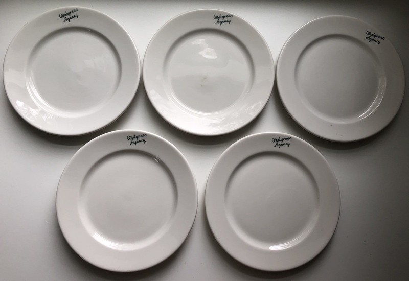 Vintage SYRACUSE CHINA Walgreen Agency 9” Restaurant Ware Set of 5 Plates