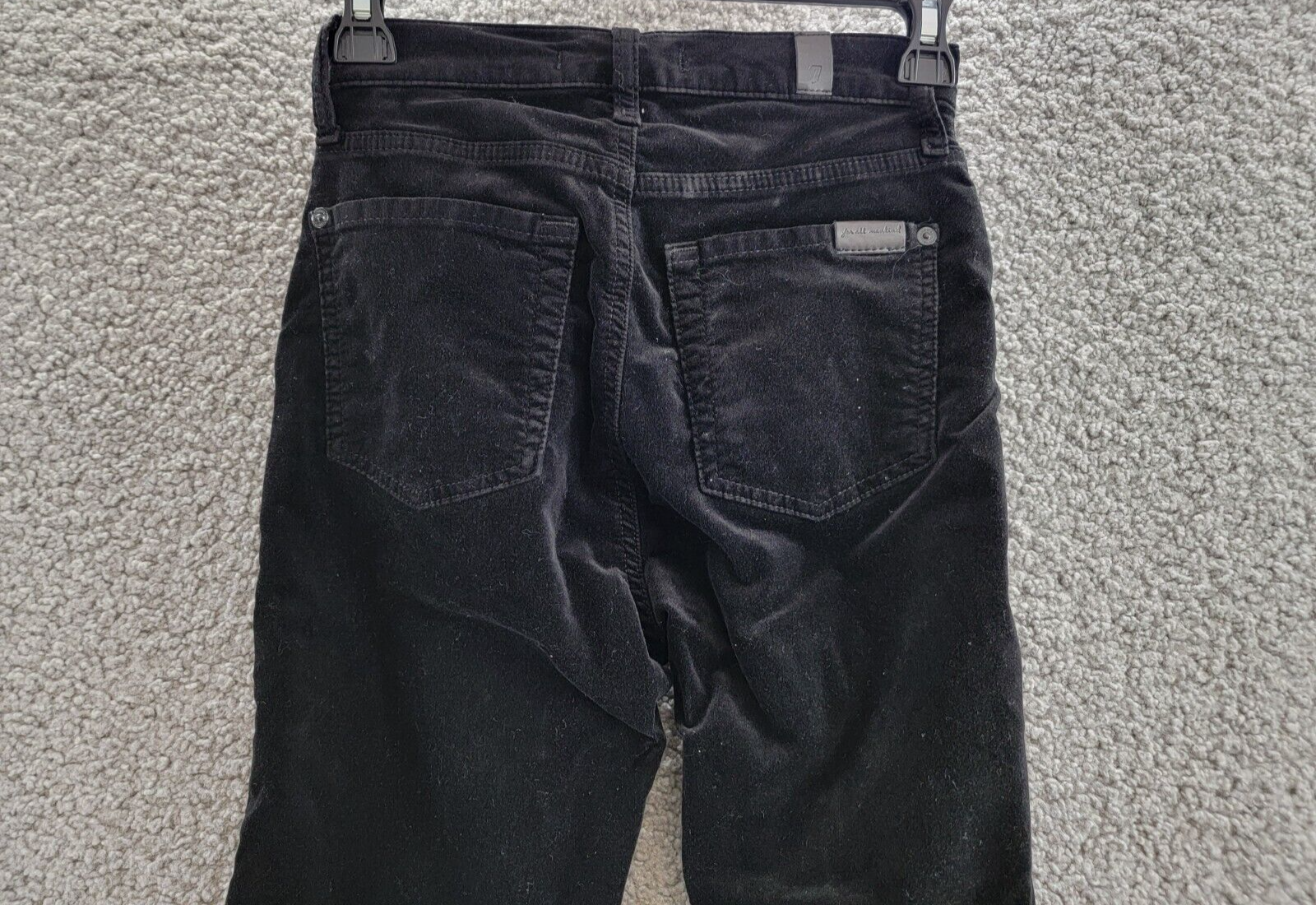 7 For All Mankind Velvet High Rise Skinny Jeans Women's 24 Black Zip/Button~ - Picture 13 of 19