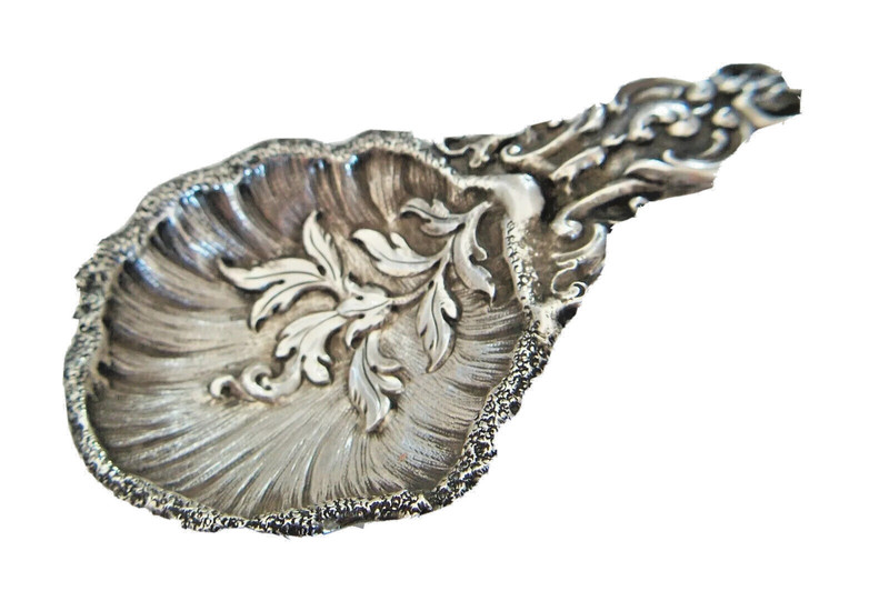 Rococo Style Repousse Silver Plate Tea Caddy Spoon - U.K.