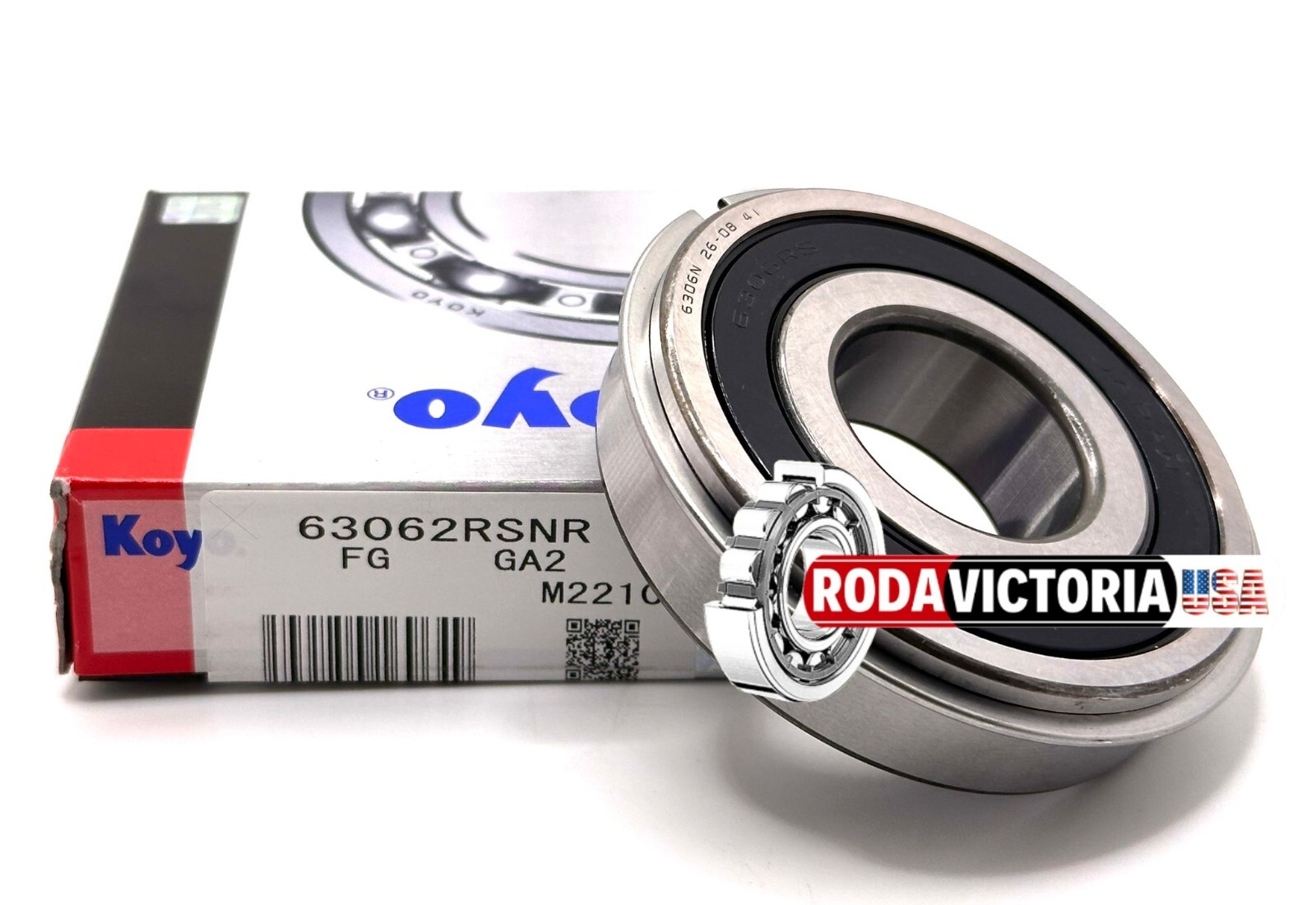 KOYO JAPAN 6306 2RS NR DEEP GROOVE BALL BEARING + SNAP RING