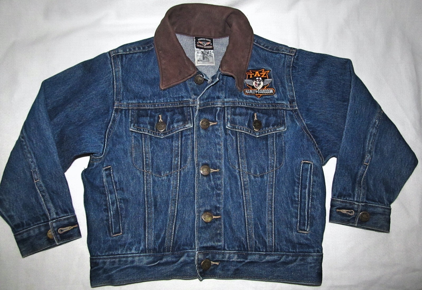 Harley Davidson Vintage Warner Bros Taz Road Hog Jean Jacket