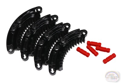 LEGO Technic - 4-Pc Gear Rack - 6x6 - Curved - Black - New - (78442, EV3)