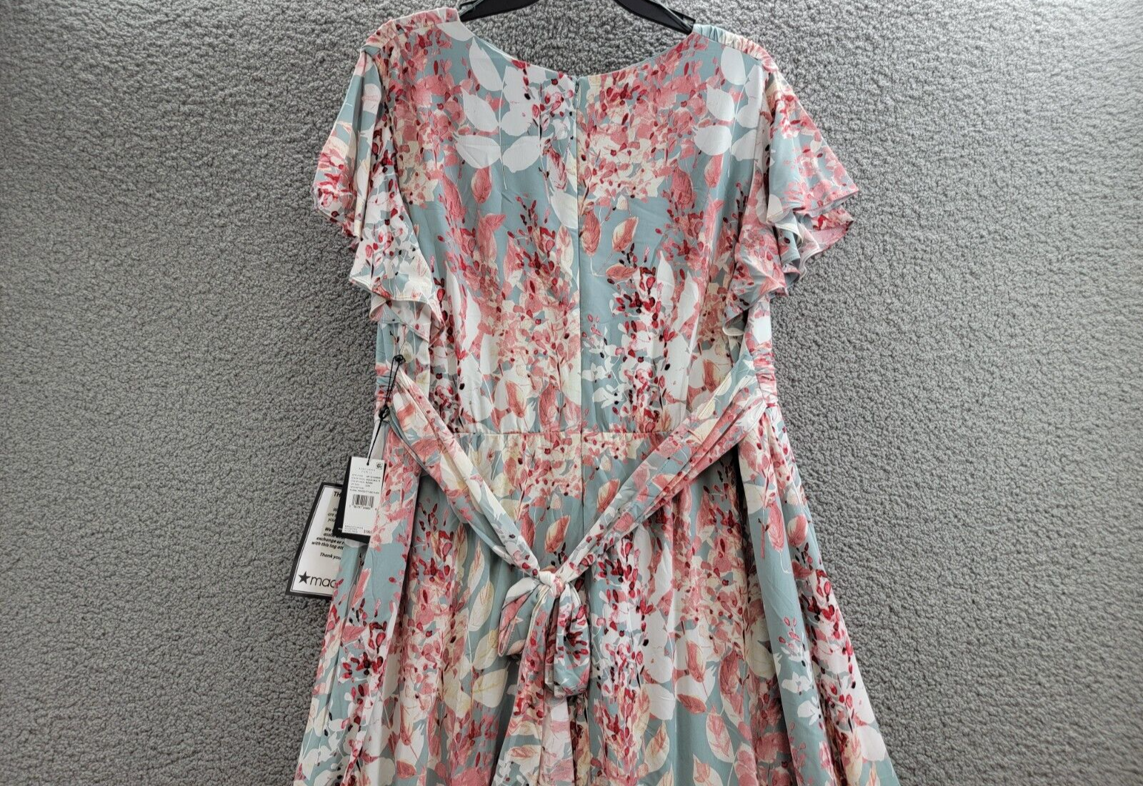 Adrianna Papell Plus Surplice Midi Dress Women's 22W Aqua Multi Back Zip Closure - Picture 11 of 18