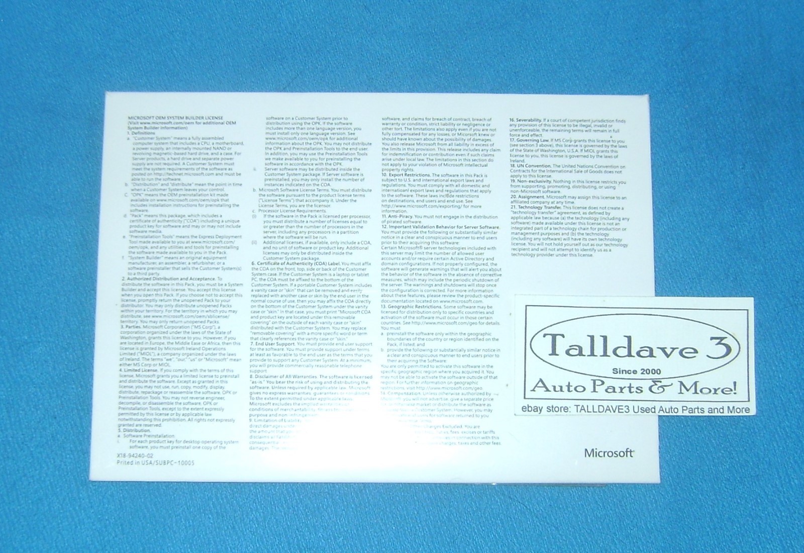 New Microsoft Windows 10 Pro 64 Bit System Builder OEM FQC-08930 Win10 - 1703