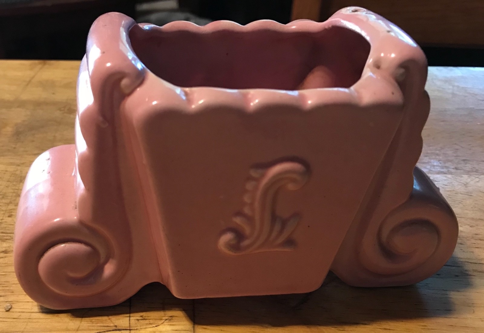 Vintage Pink Flower Pot or Planter S