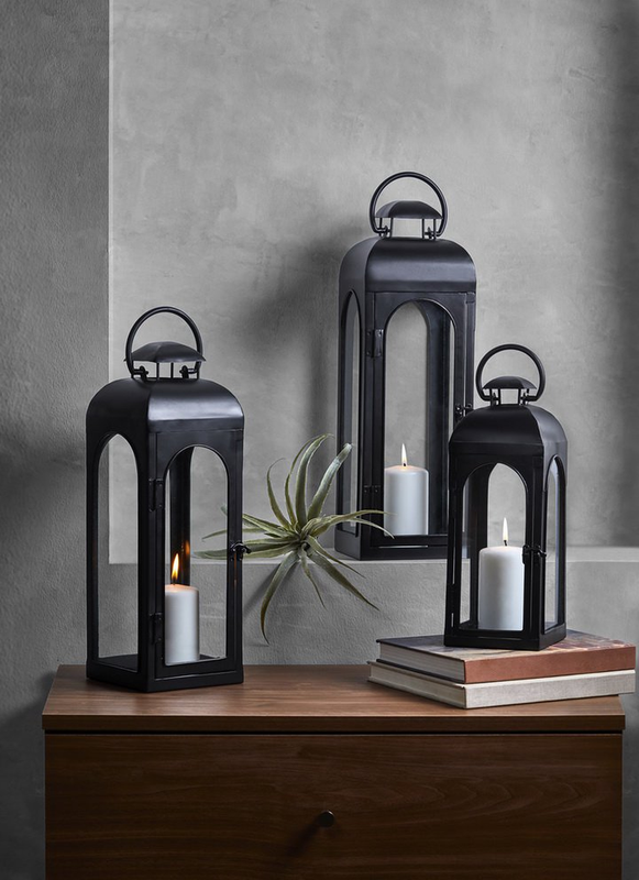 Metal Candle Holder Lantern, Black, Small