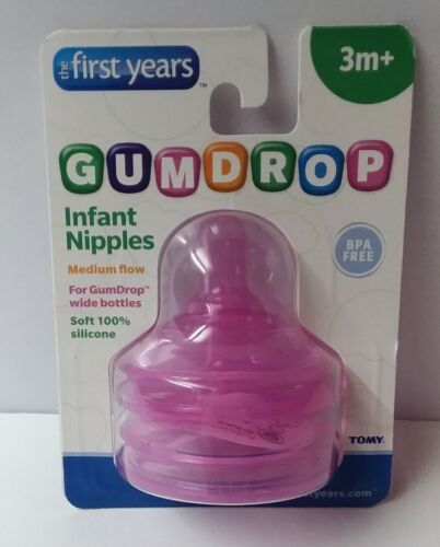 THE FIRST YEARS GUMDROP TOMY INFANT NIPPLES 3M+ MEDIUM FLOW
