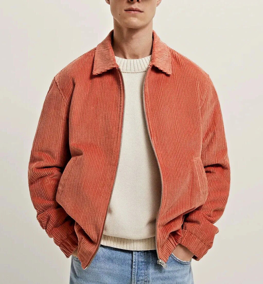 ZARA MAN FW Dark coral CORDUROY JACKET LONG SLEEVES ZIP-UP