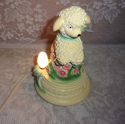 1950's Child's Leaping Lamb Chalkware Bedroom Or Nursery Nightlight