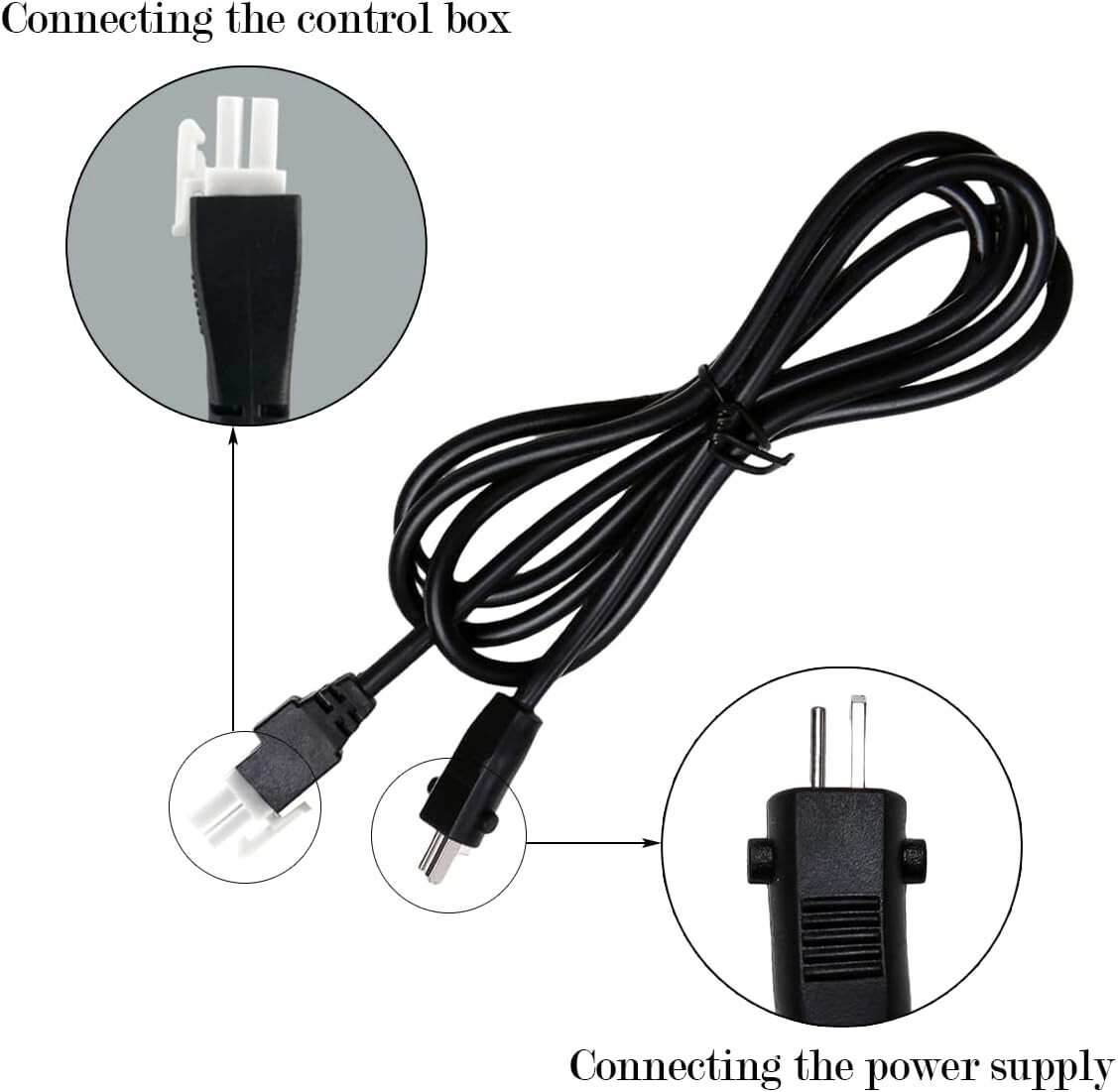 Input Power Cord for Tempurpedic Ergo, Extend,Sealy Adjustable bed Base 6.5ft