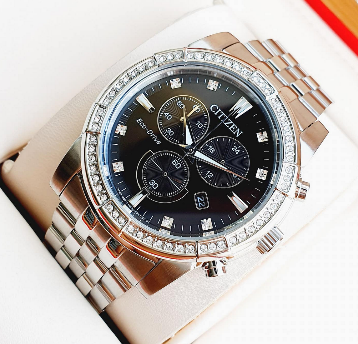 Pre-owned Citizen Crystal Gold Tone Black Dial Men's Watch At2450-58e