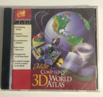 Compton's 3D World Atlas: Deluxe (PC,1998) The Learning Company New!!