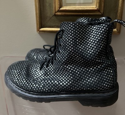 Womens Dr Martens 1460 Pascal Y Stars Glitter Boots US Sz 7 Black Suede