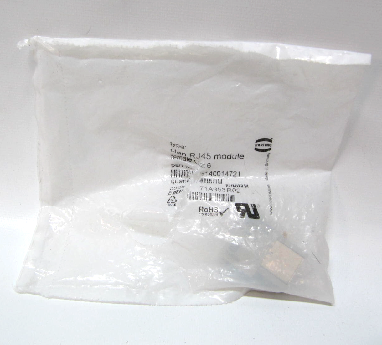NEW) Harting Han 1Mod-F RJ45 Module Gender Changer 8C Female