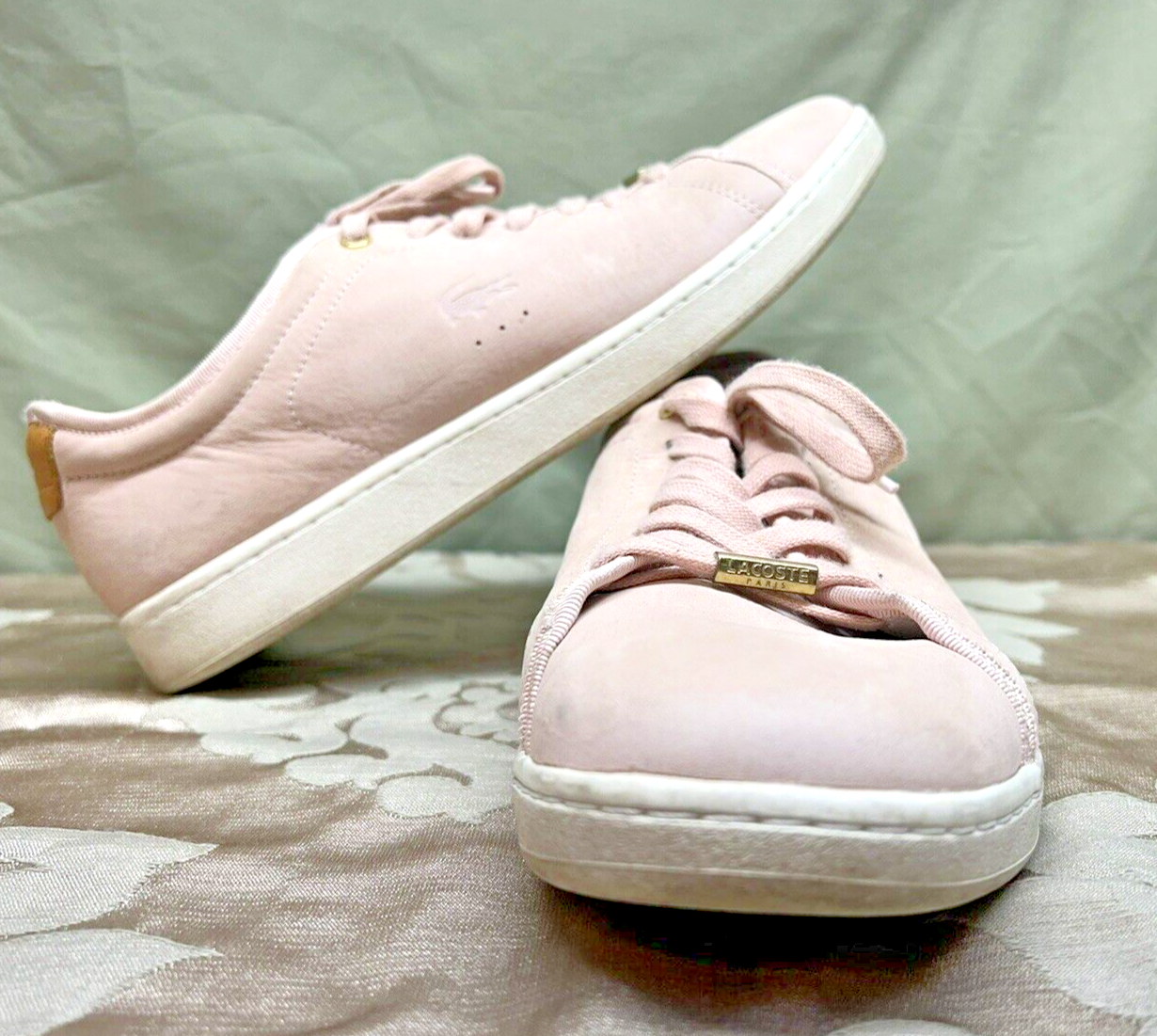 LACOSTE ホワイト23.5cmピンク レディース スニーカー LACOSTE Sport Womens White Pink Leather Shoes Sneakers