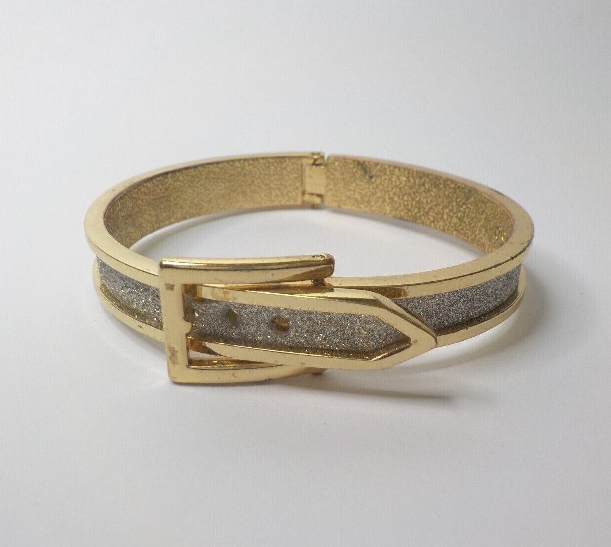vintage Belt Buckle Hinged bracelet sparkle dust signed vintage Belt Buckle Hinged bracelet sparkle dust signed