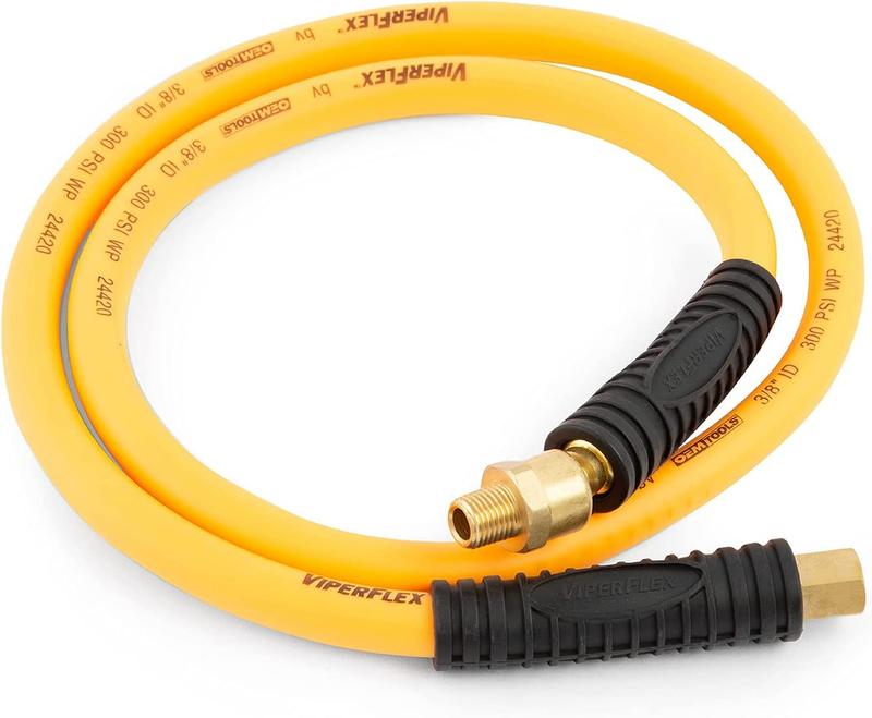Viperflex 24420 3/8” X 4FT Hybrid Polymer Air Hose, Air Hose for Compressor, Hea