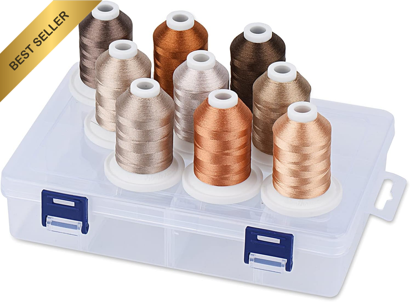 Embroidery Thread 9 Brown Colors 800 Yards Snap Spools Storage Box