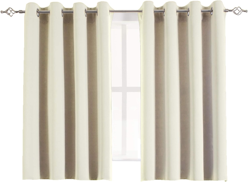 Blackout Curtains Set Decorative Eyelets Top Solid Thermal Blackout Door/Window