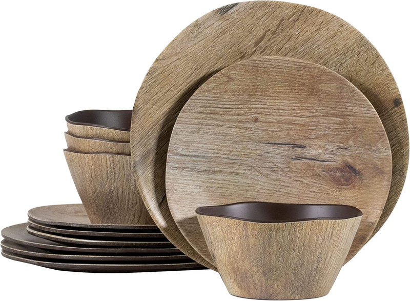 S - 12 Pcs Melamine Plates Outdoor Plates Summer Plates A