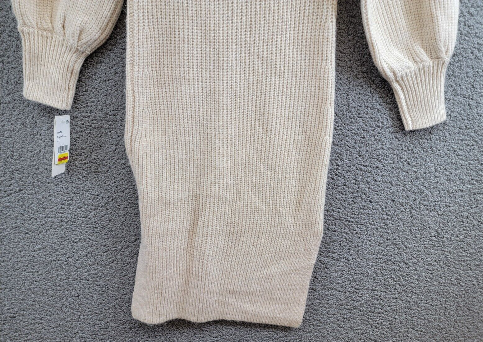 French Connection Kessy Puff Sleeve Sweater Dress Women's S Oatmeal Pullover L/S - Picture 12 of 16