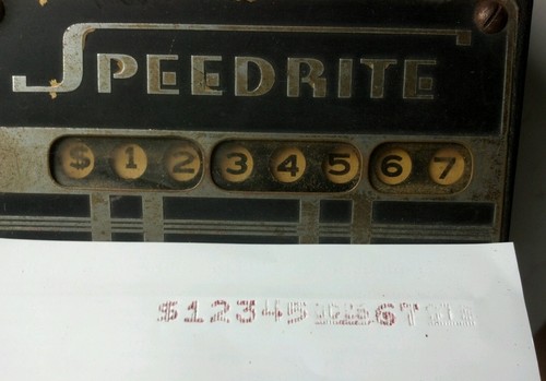 Classic Vintage Speedrite Checkwriter, by Hall-Welter Co. Blk/Red image, Working