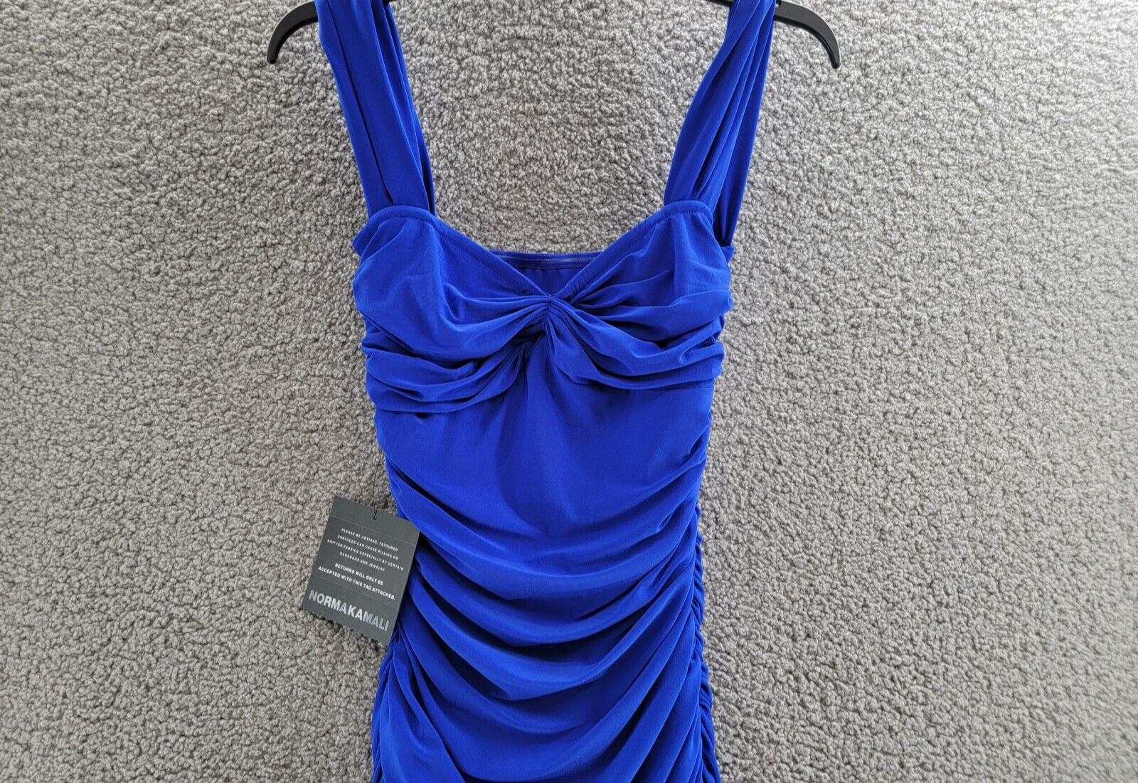 Norma Kamali Walter Ruched Dress Women's XS/34 Electric Blue Sweetheart Neck - Picture 3 of 15