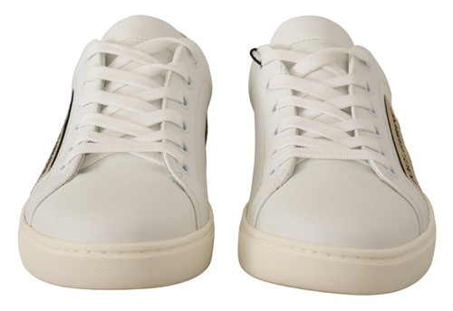 Pre-owned Dolce & Gabbana Dolce&gabbana Women White Sneakers 100% Leather Athletic Trainer Shoes Sz Eur 35