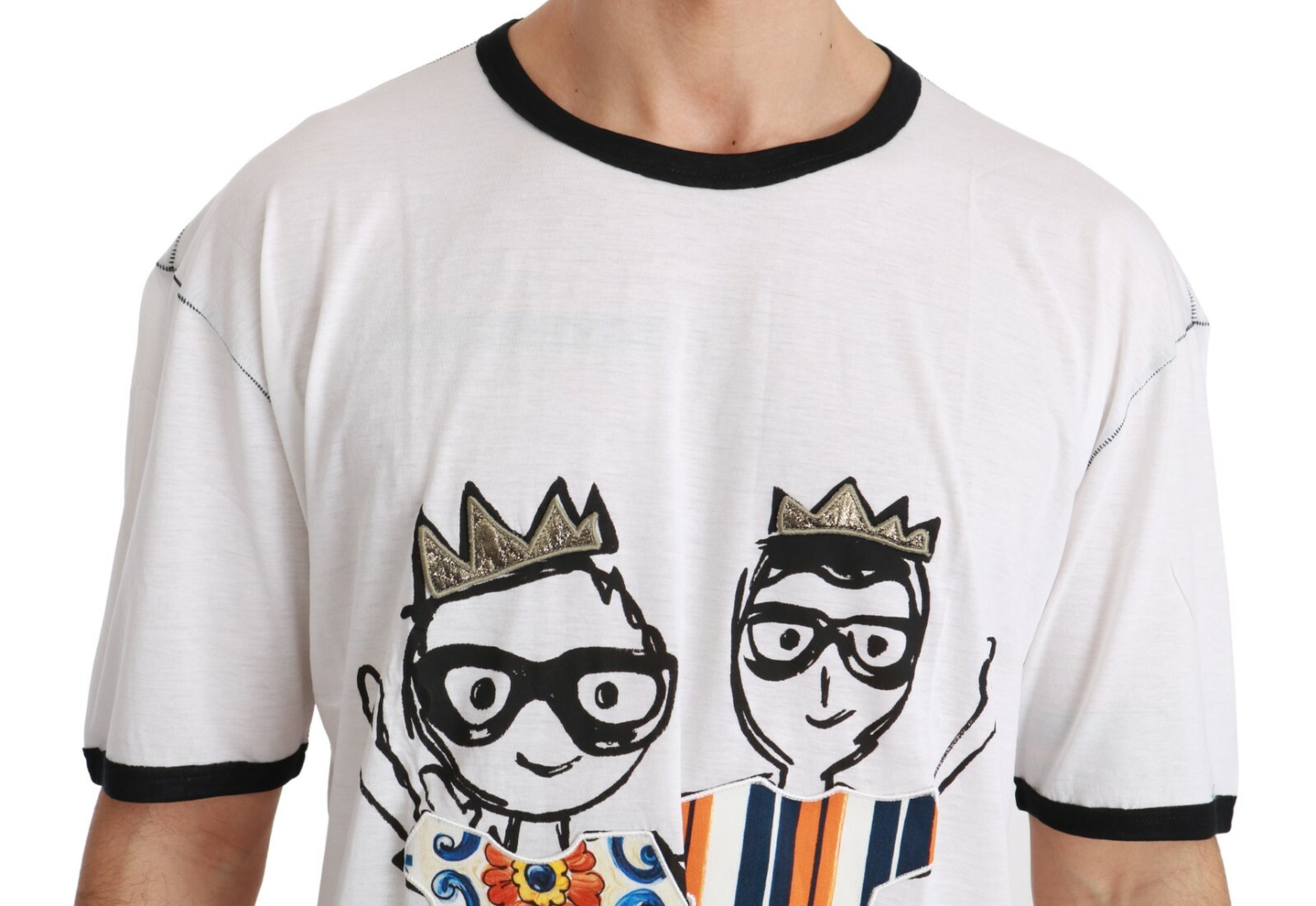 Pre-owned Dolce & Gabbana T-shirt Cotton White Men Print Dgfamily It44/ Us34/ Xs Rrp $750