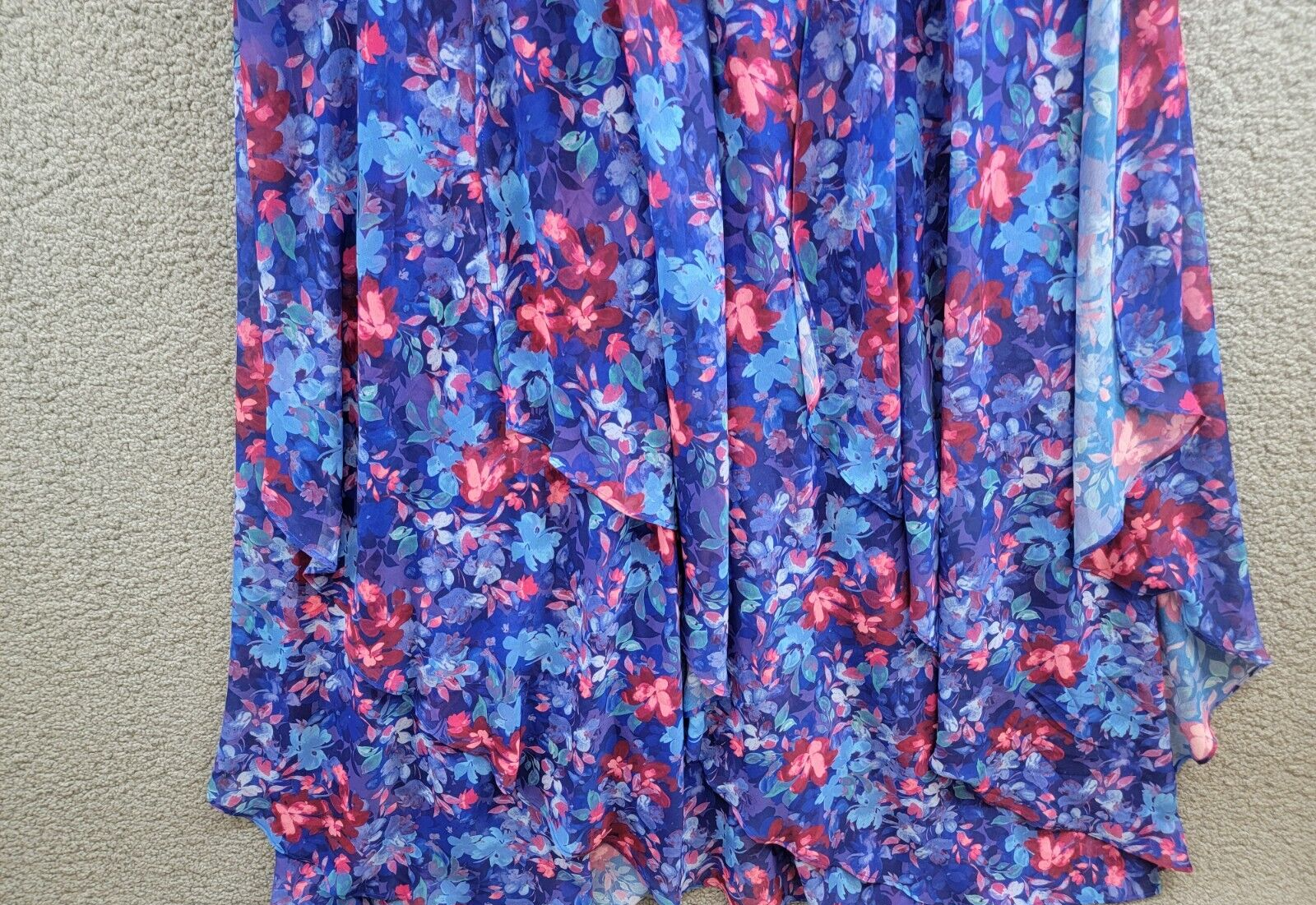 R & M Richards Plus Size Floral-Print Ruffled Maxi Dress Women's 16W Blue Multi - Picture 11 of 16