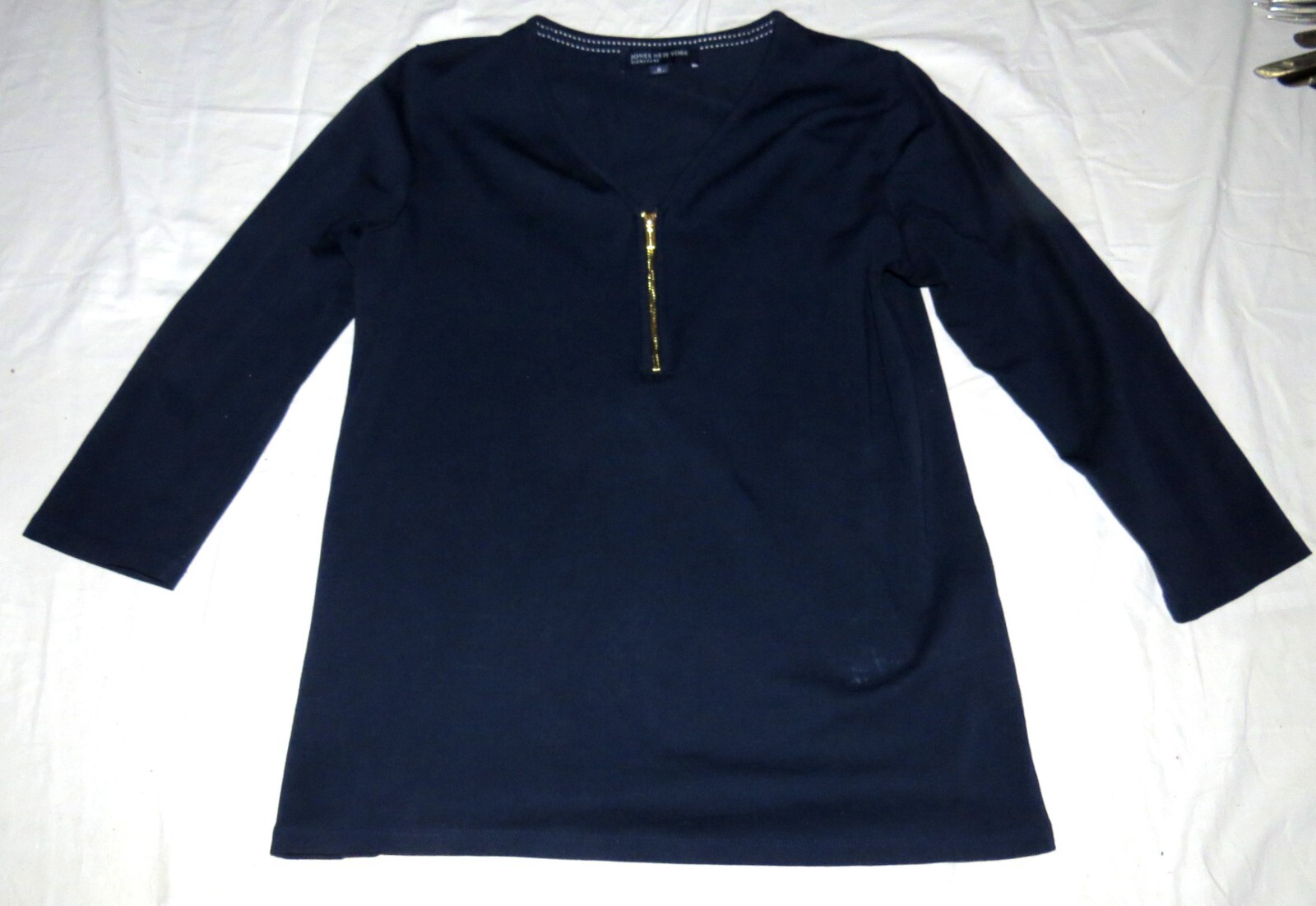 Jones New York Zipper-front Dark Blue Top Size M | eBay