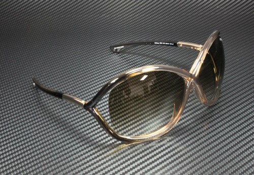 Pre-owned Tom Ford Ft0009 74f Shiny Transparent Oval Women's 64 Mm Sunglasses In Gradient Brown