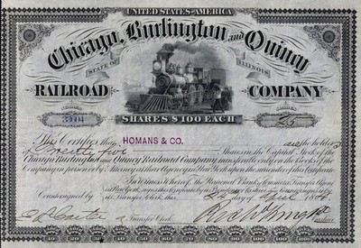Chicago Burlington and Quincy Railroad Company, Illinois 1888 (25 Shares)