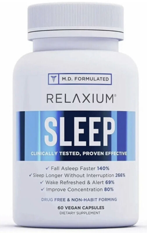RELAXIUM NATURAL SLEEP AID NON-HABIT FORMING SUPPLEMENT FOR LONGER SLEEP 60 CAPS