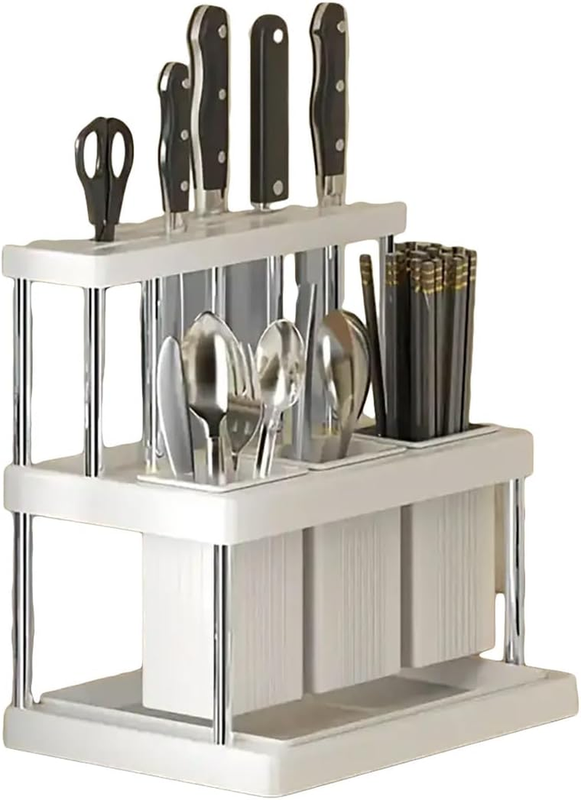 Luxury Kitchen Countertop Organizer for Utensils and Cutlery with Built-In Drain
