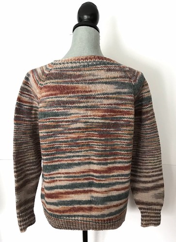 VTG 70's Wool Chunky Space Dye Striped Hippie Boho Crew Neck Nordic Sweater M/L